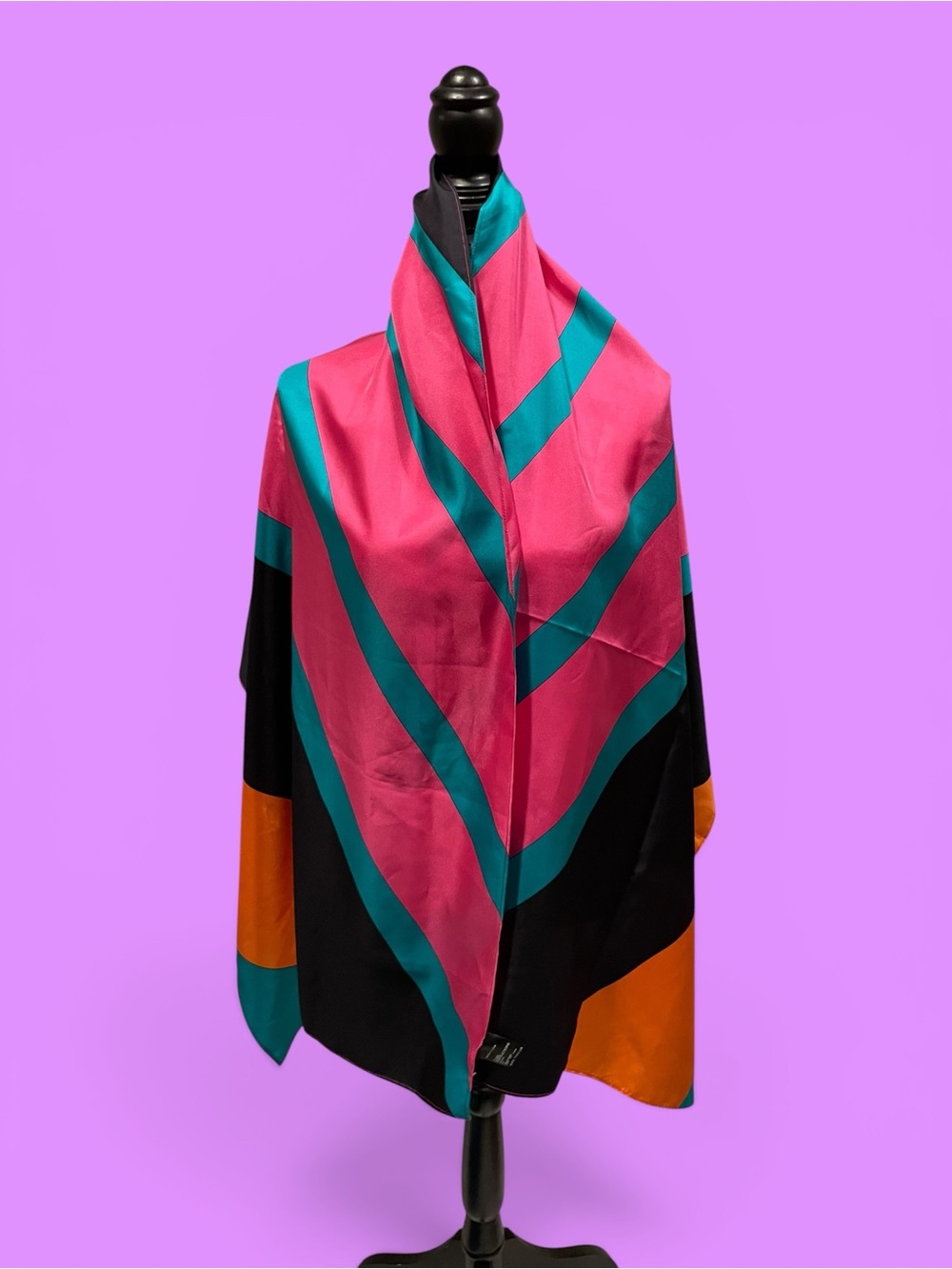 Cute Ann Taylor oversized chevron stripe silk scarf festival office academia